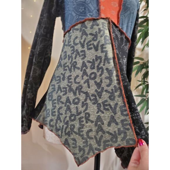 Hand Jive Wearable Art Hand Made Patchwork Tunic Top Size S Hippie Boho Fairy - Picture 6 of 13